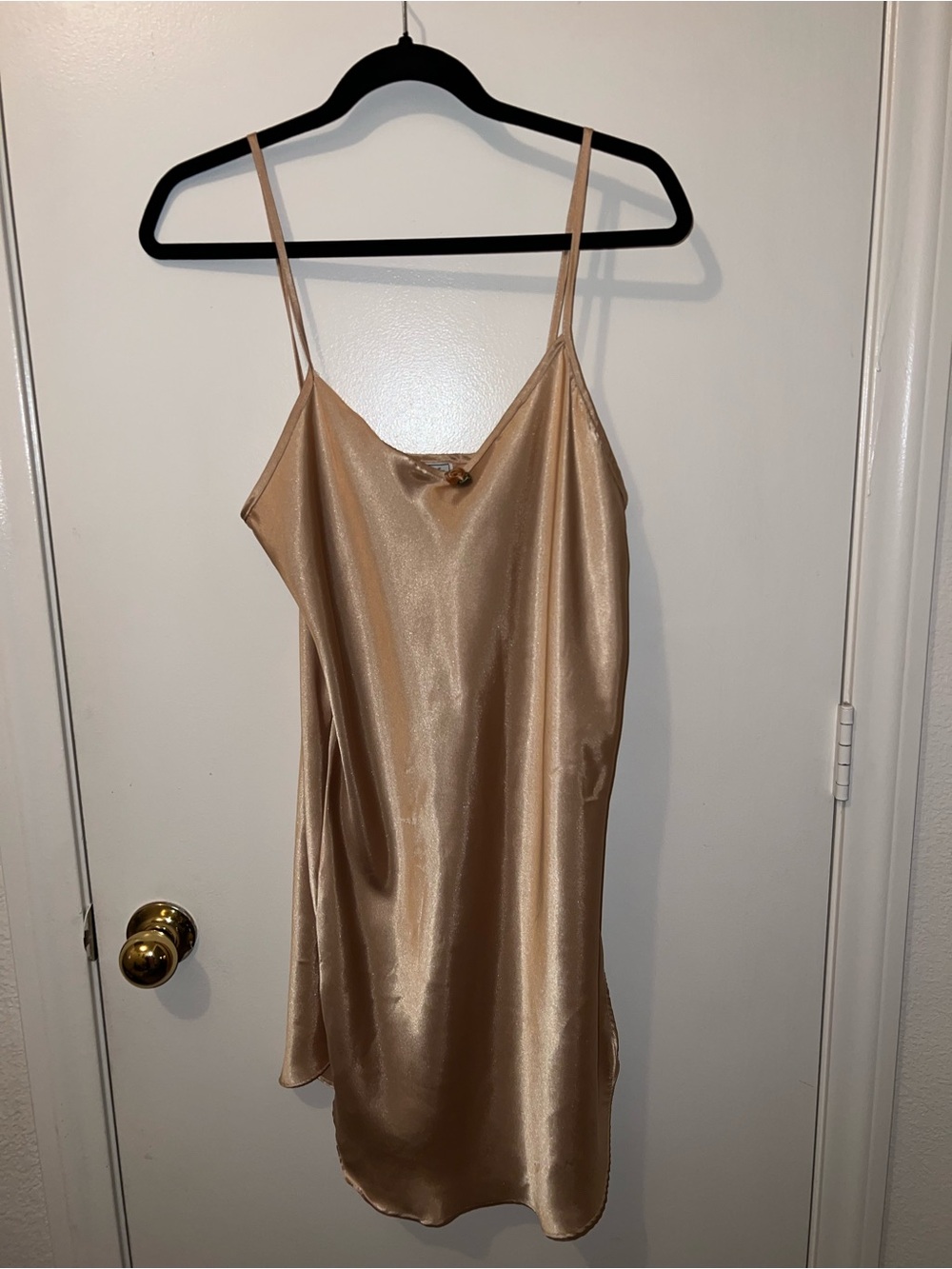 Vintage Silky Nude Slip Dress with Spaghetti Straps